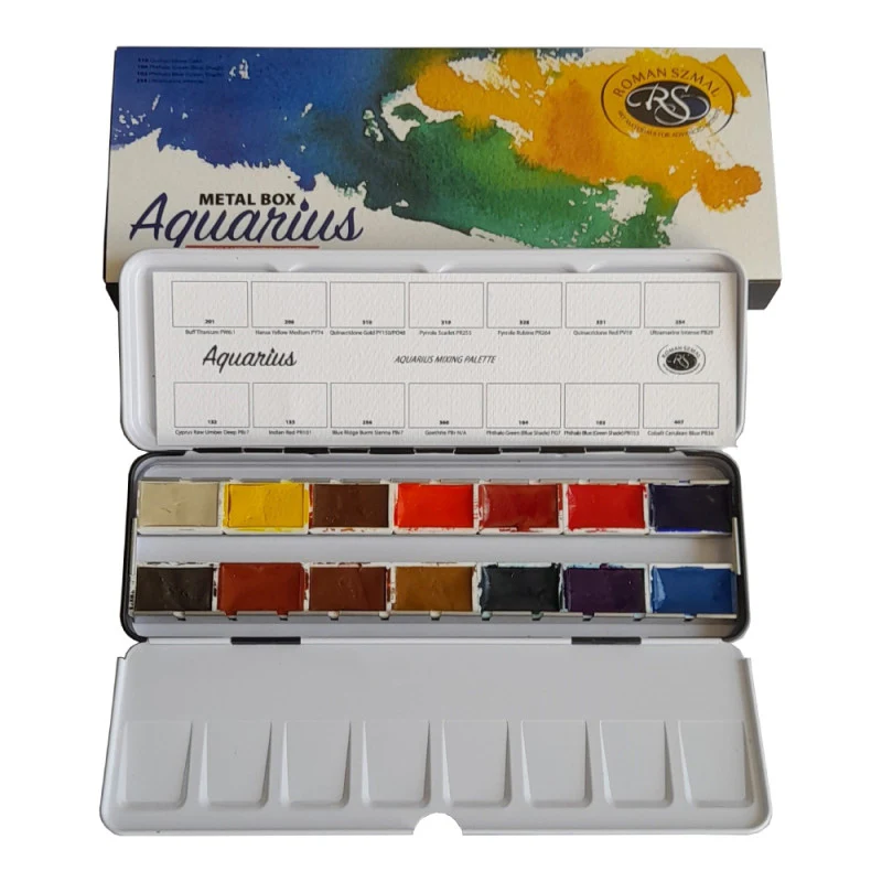 Zestaw akwareli w kostkach Aquarius 14 kolorów | Mixing Palette - Image 2