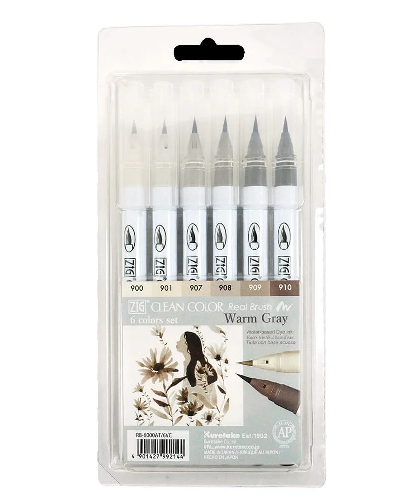 Zestaw Brush Penów Kuretake Zig Clean Color Real Brush Warm Gray - Image 3