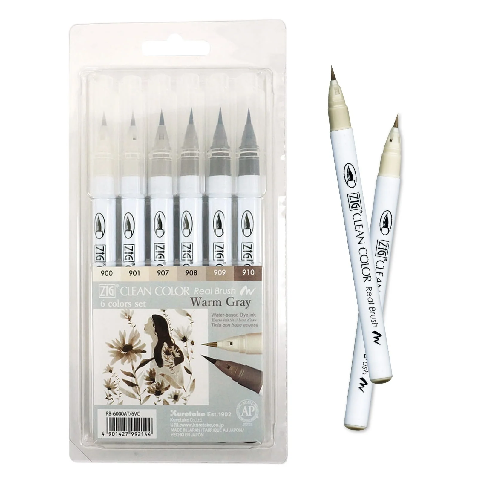 Zestaw Brush Penów Kuretake Zig Clean Color Real Brush Warm Gray - Image 4