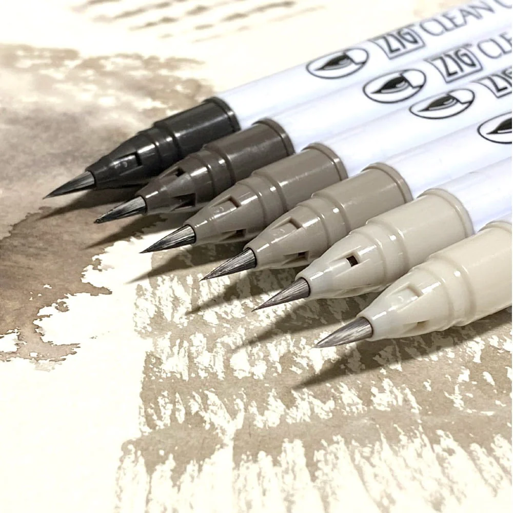 Zestaw Brush Penów Kuretake Zig Clean Color Real Brush Warm Gray - Image 5