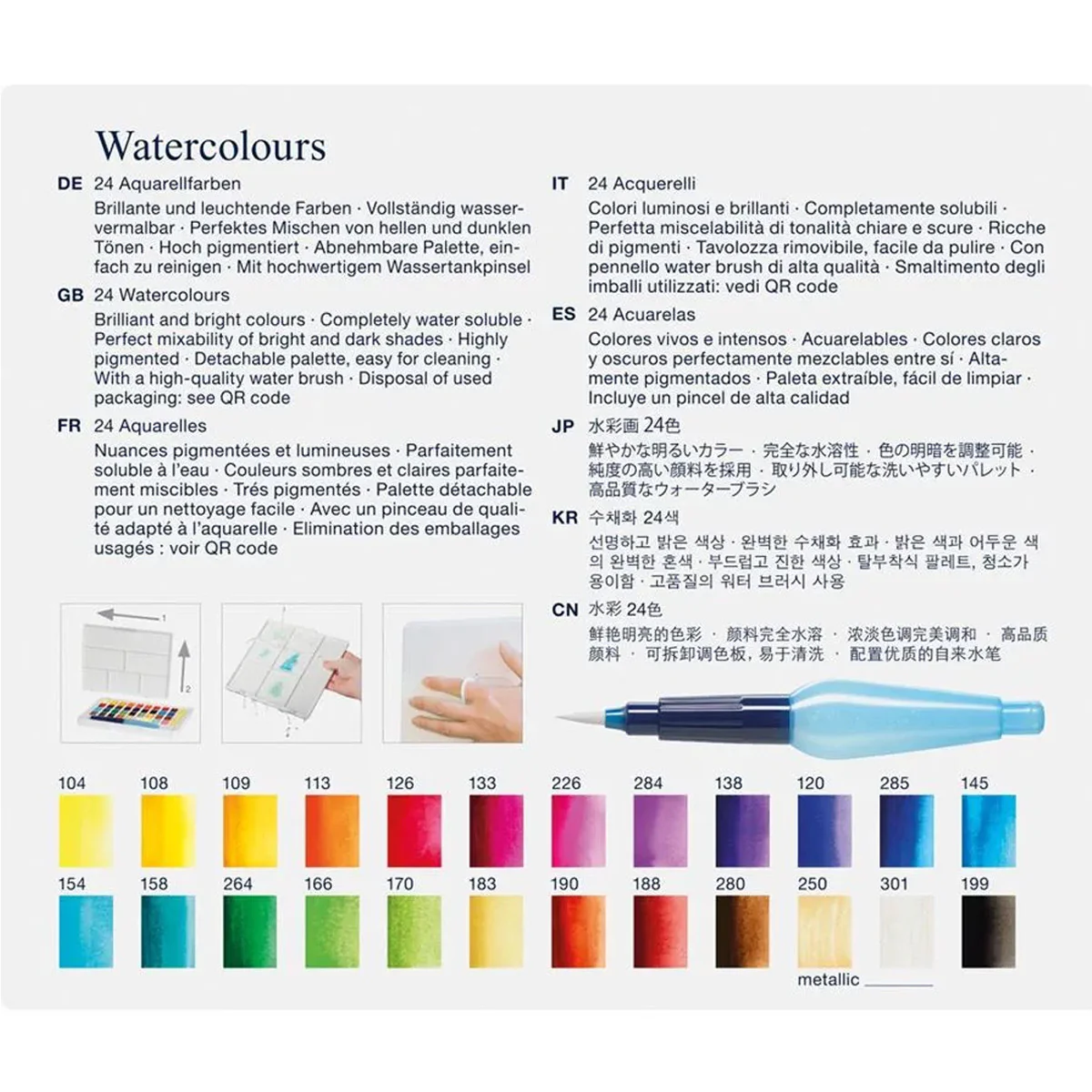 Zestaw farb akwarelowych Faber-Castell Creative Studio z pędzlem | 24 kolory - Image 3