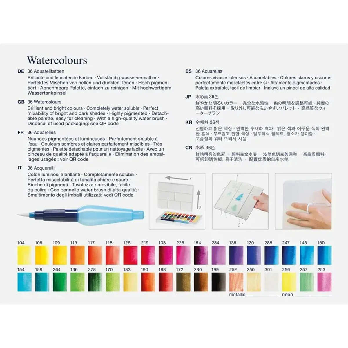 Zestaw farb akwarelowych Faber-Castell Creative Studio z pędzlem | 36 kolorów - Image 3