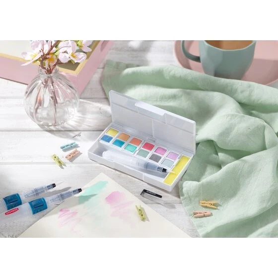 Zestaw farb Derwent Pastel Shades Paint Pan Set 12 kolorów - Image 12