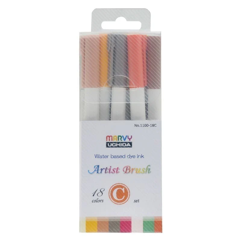Zestaw japońskich brush penów Marvy Uchida | 18 kolorów - Image 3