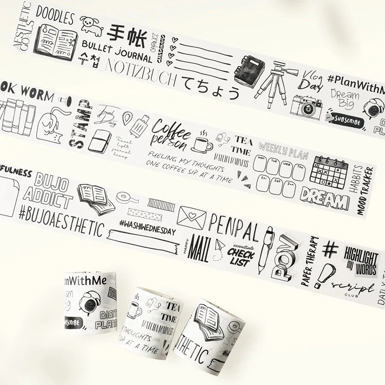 Zestaw naklejek w taśmie Washi | Journaling - Image 3