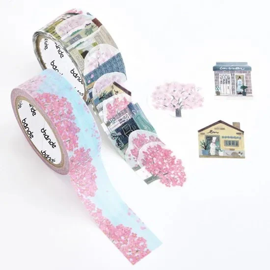 Zestaw naklejek Washi w taśmie | Spacer wśród wiśni - Image 2
