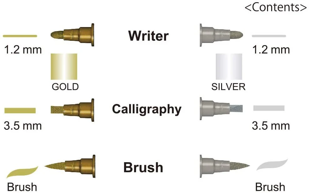 Zestaw pisaków Kuretake Zig Gold & Silver Assortment Set - Image 2