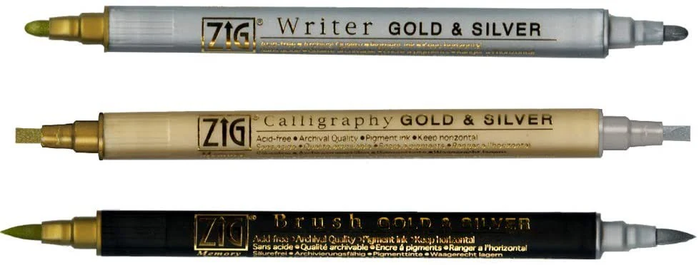 Zestaw pisaków Kuretake Zig Gold & Silver Assortment Set - Image 3