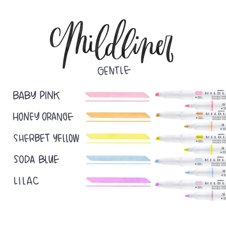 Zestaw zakreślaczy MILDLINER z podwójną końcówką Zebra 5 szt. | Pastelowy - Image 3
