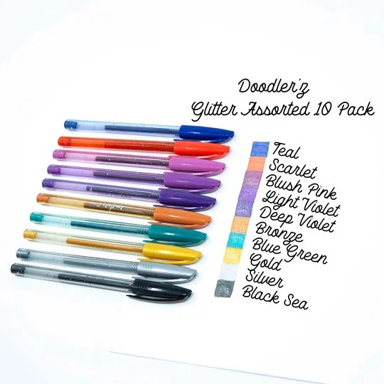 Zestaw żelowych długopisów doodler'z Zebra | Brokatowe 10 szt. - Image 3
