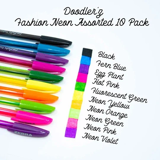 Zestaw żelowych długopisów doodler'z Zebra | Neonowe 10 szt. - Image 2
